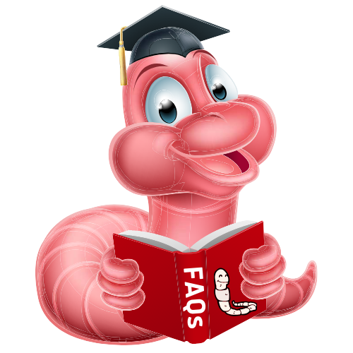 Cartoon of a scholarly looking worm reading a book